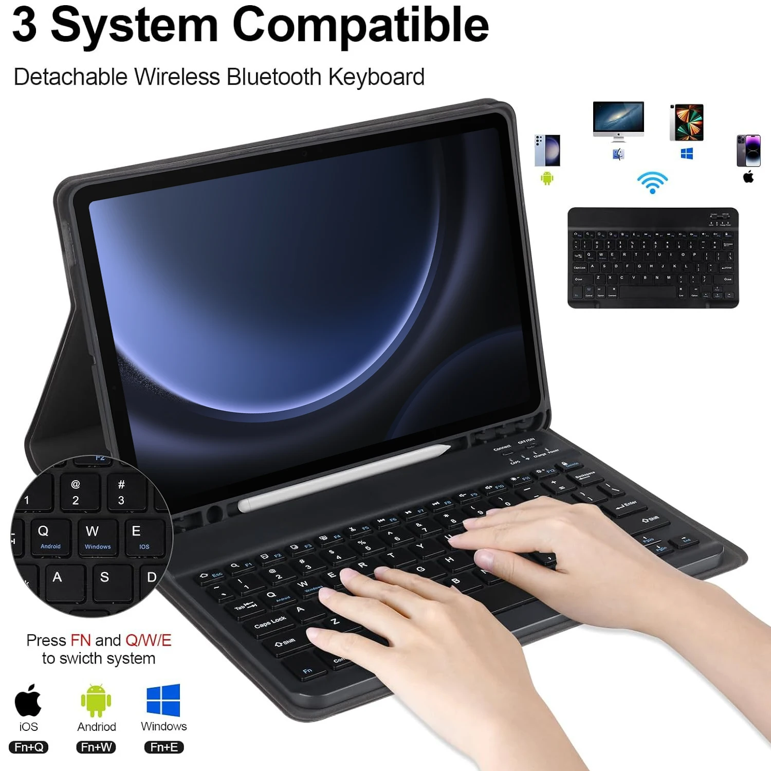 Premium Keyboard Case with Pencil Holder for 10.9-inch/11-inch Tablets