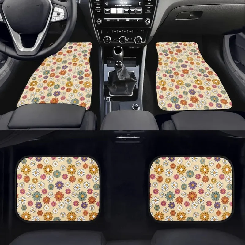 

Cottagecore Retro Floral Car Floor Mats - Chic Vintage Hippie, Flower Car Accessories Flower Child, Bohemian Van Life