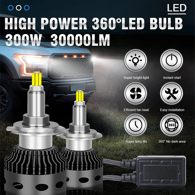 2X CANBUS 자동차 LED 램프, 360 도 LED 앰플, 오류 없음, D2S, D4S, H7, H1, H4, 6000K, D2R, D4R, H11, H8, HB3, 9005, HB4, 9006, 901