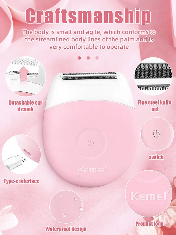 KEMEI Hair Removal Epilator for Women Rechargeable Hair Remover for Women,cordless Removal Device