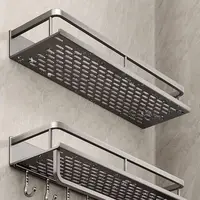 Bathroom Shelves Corner Shower Shelf Aluminum Wall Mount Shampoo Storage Rack Holders No Drill Kitchen Bathroom Accessories 2