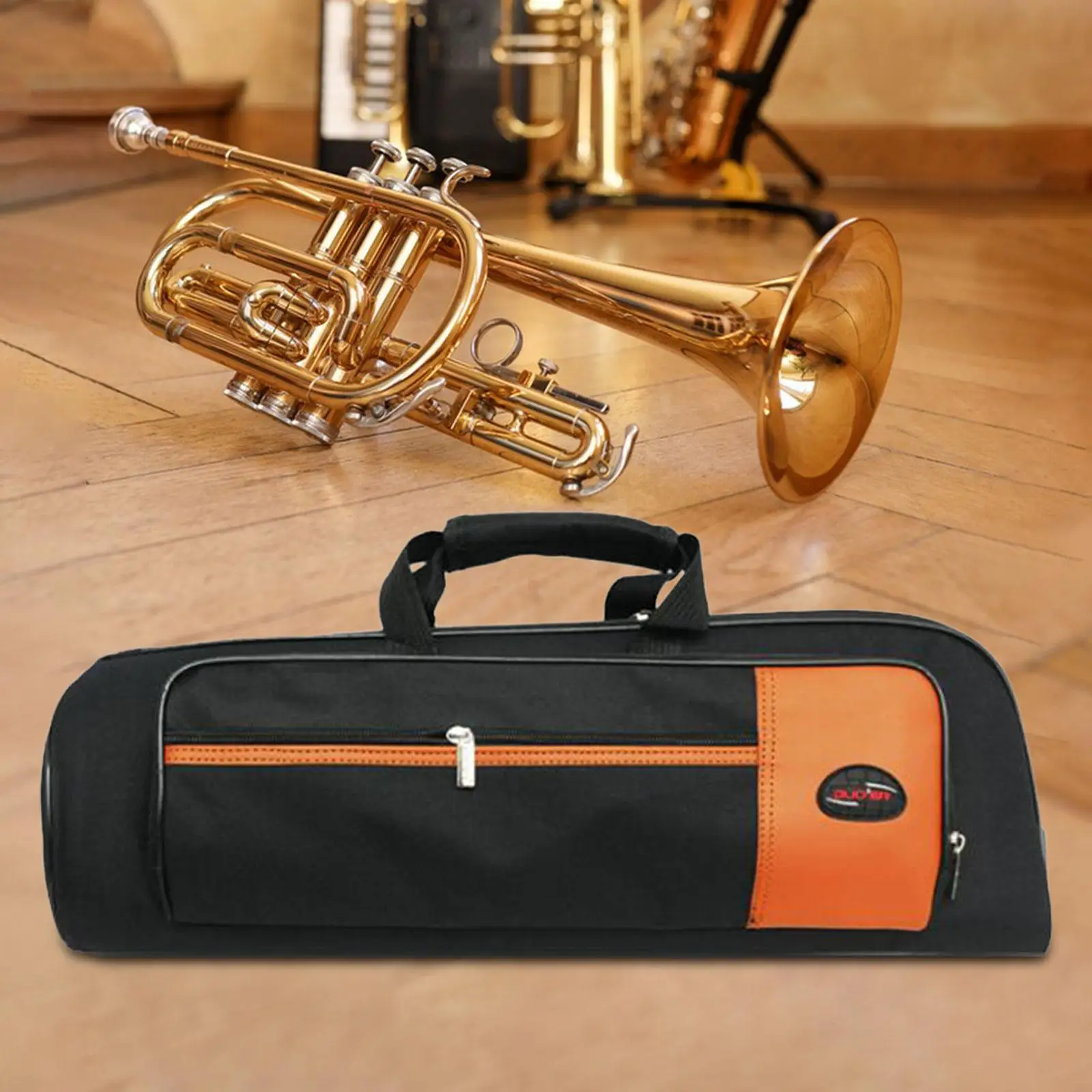 Trumpet Gig Bag Case Waterproof Adjustable Shoudler Strap Backpack Carrying Case for Stage Performance Concert Travel Outside