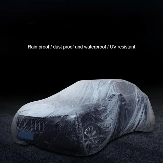 Auto Accessories  Convenient Car Clear Cover with Elastic Band Universal Disposable Car Cover Durable   for Automobile 2