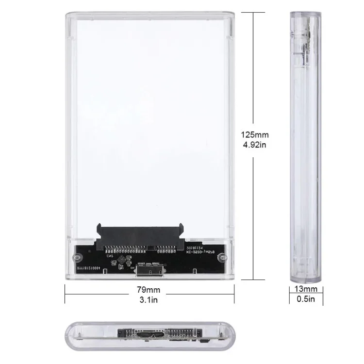 2.5인치 SATA SSD 하드 드라이브 케이스 USB3.0 HDD 인클로저 투명 디자인 전송 속도 모바일 외장 하우징