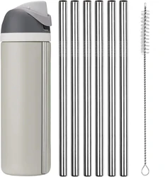 Metal Reusable Straws Set with Cleaning Brush - Stainless Steel, Multiple Pack Options (6Pcs)