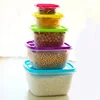 5Pcs/Set Sealed Square Round Crisper Refrigerator Rainbow Food Storage Boxes Preservation Box Container Kitchen Supplies 5