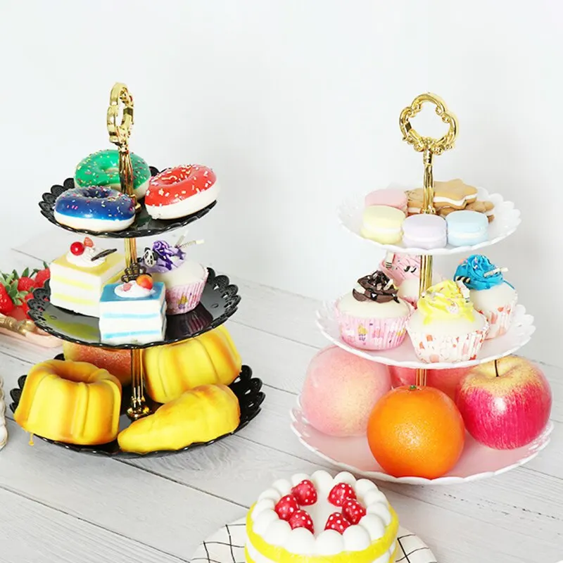 1PC European Dessert Table Fruit Tray Three Layer Cake Stand Rack For Wedding Party