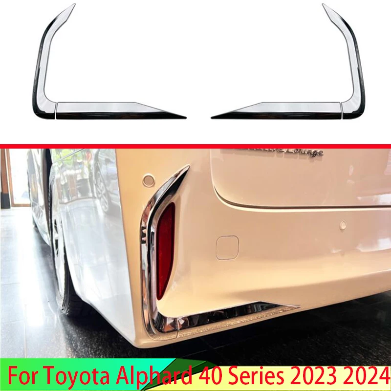 

For Toyota Alphard 40 Series 2023 2024 ABS Chrome Rear Reflector Fog Light Lamp Cover Trim Bezel Frame Styling Garnish