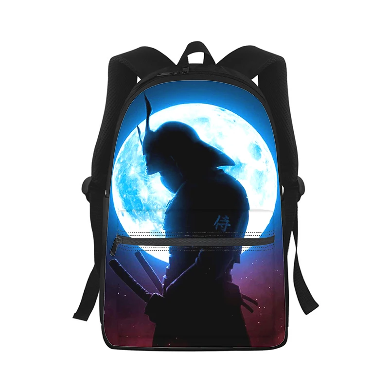 цена Samurai Men Women Backpack 3D Print Fashion Student School Bag Laptop Backpack Kids Travel Shoulder Bag