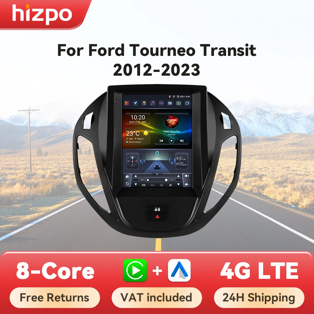Hizpo 9.7 "Radio w stylu ForTesla dla Ford Tourneo tranzyt 2012-2023 4G samochodowe Multimedia GPS bezprzewodowy CarPlay Android Auto Navi Wifi