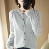 Women's Cardigan Sweater O-neck Spring And Autumn Knitted Cashmere Cardigan Solid Color Single Breasted Women's Basic Top 2024 1