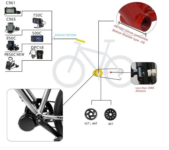 G31 Mid-Crank Motor Conversion Kit, Electric Bike Kits, Other Electric Bicycle Parts, bbs01, bbs02, 48V, 750 W
