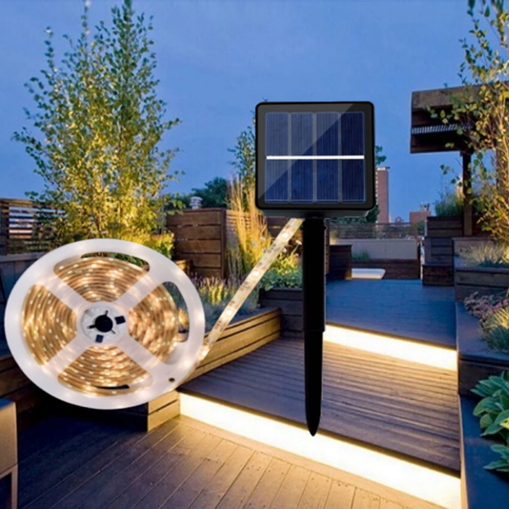 5M LED Light Solar Strip Flexible String lights 2 Modes ON/OFF Waterproof Light Strips Outdoor Garden Decoration lawn lamps