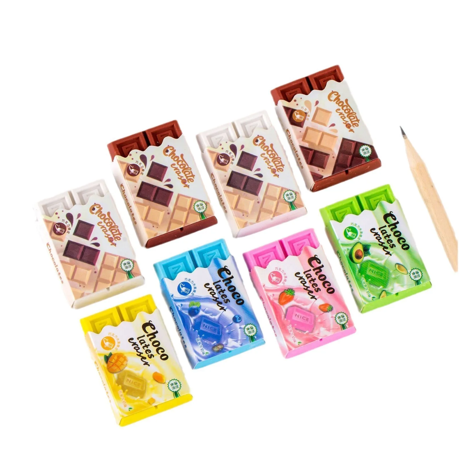 1 Piece Lytwtw's Cute Kawaii Candy Color Rubber Fun Creative Chocolate Eraser Novelty Stationery Office School Supplies 6