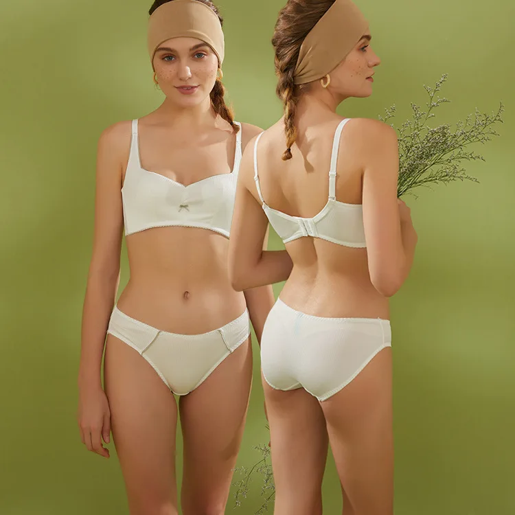 

Осень-зима, новинка, простое гладкое женское и тонкое нижнее белье, удобный спортивный комплект с бюстгальтером без косточек для девушек