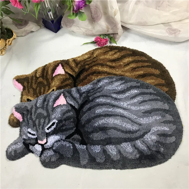 Creative Cat Floor Mat Carpet Handmade Tufted Rug Comfortable Soft Plush Bedroom Rugs Living Room Decoration Non-slip Floormat 5