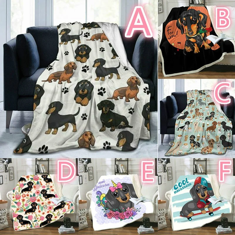 

3D Dachshund Printed Blanket Lovely Dog Linen Blanket