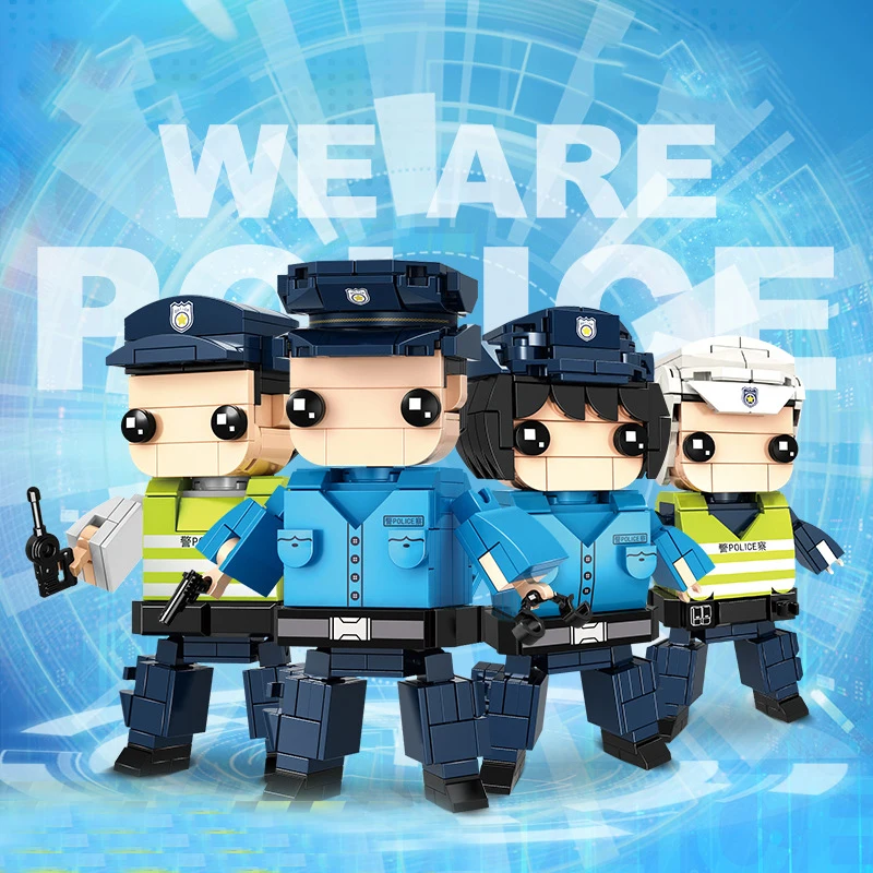 

City Police Series Traffic Command Police Patrol Desktop Decoration Doll Building Blocks Bricks Christmas Toys