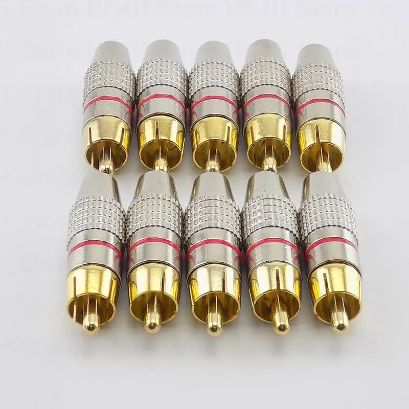 RCA Male Plug Connector Non Solder AV Audio Video Locking Cable Plug Adapter solderness Video CCTV Camera Security B4