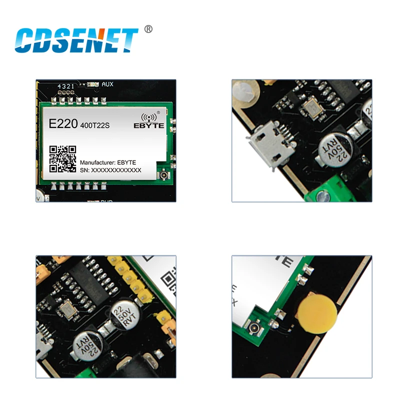 CDSENET  Test Board Kit UART Wireless Module USB Interface 433MHz 470MHz E220-400TBL-01  Gain 3.0dBi Rubber Antenna  Pre-Welded