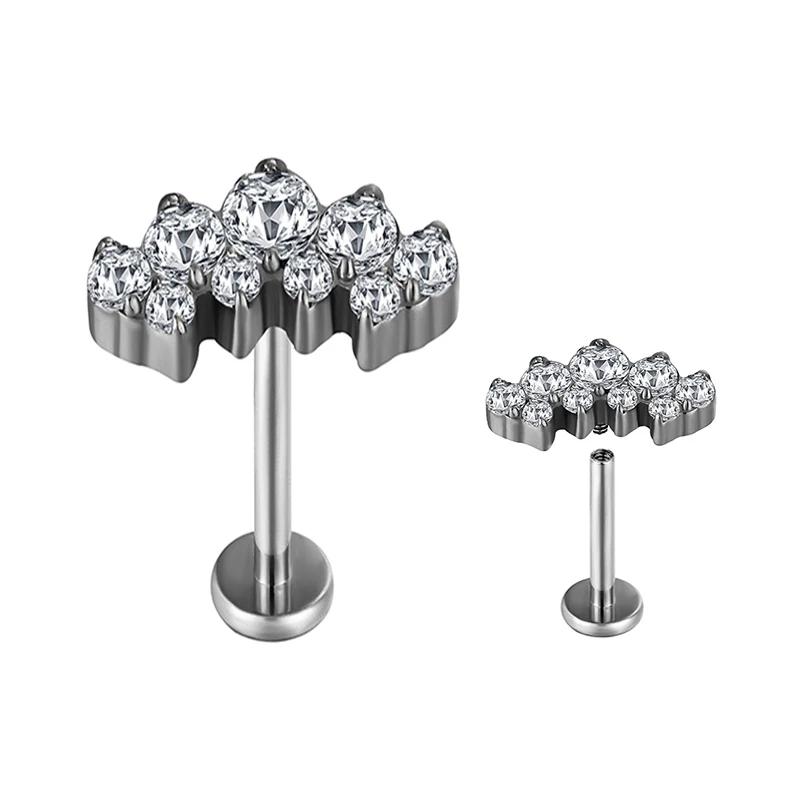 G23 Titanium Ear Piercing Earring Nail Internal Thread Labret Lip Stud Cartilage Tragus Stud Earrings Body Piercing Jewelry 16G