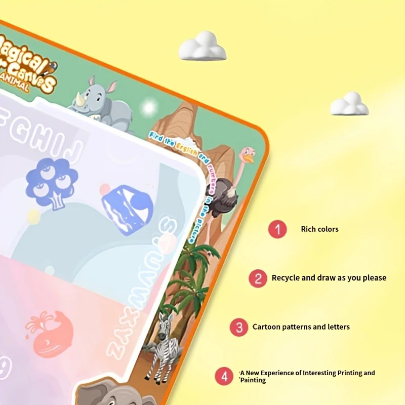 Magic Water Drawing Mat Coloring Doodle With Reusable Magic Pens Montessori Painting Board Educational Toys Kids Gift 100x80CM 5
