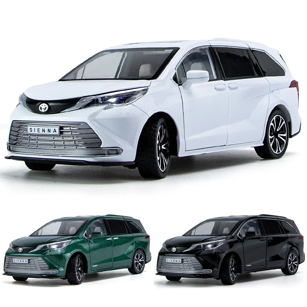 Coche Fundido A Escala 1:24 Para Toyota Sienna MPV, Modelo De Coche Con Acabado De Aleación, Modelo De Coche De Metal Fundido A Presión Con Sonido Y Luz Vehículo Modelo Coleccionable