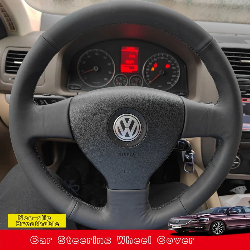 Customize Genuine Leather DIY Car Steering Wheel Cover For Volkswagen Old VW Golf Polo Sagitar