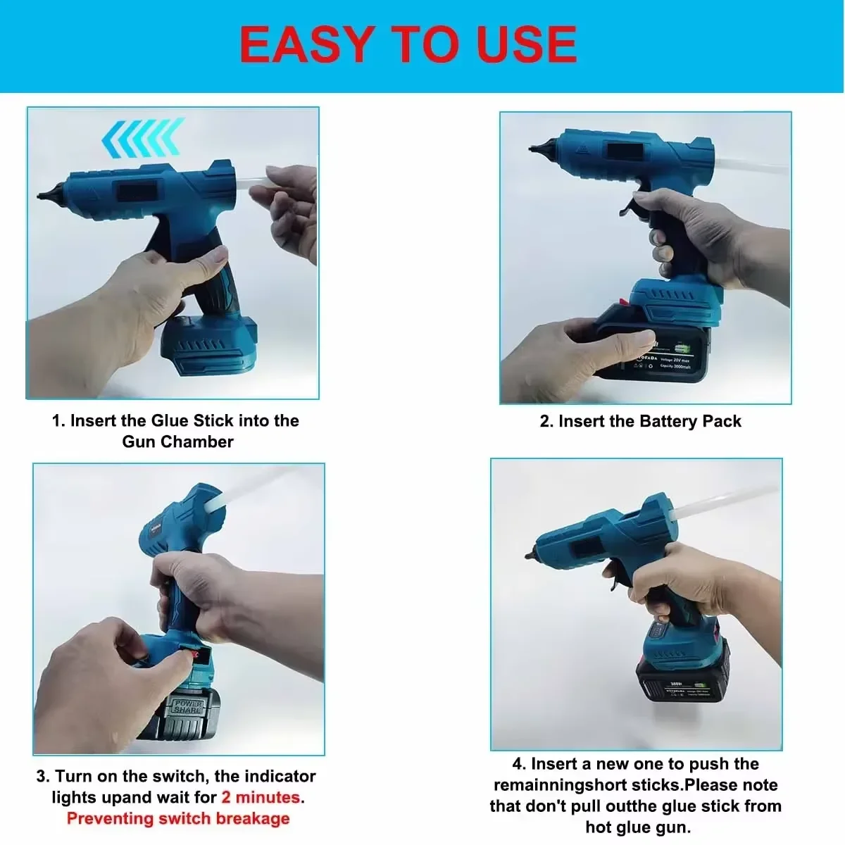 Electric Cordless Hot Melt Glue Gun for Makita 18V Battery 11mm Stick Hot Melt Welding Air Gun hot glue gun caulking gun