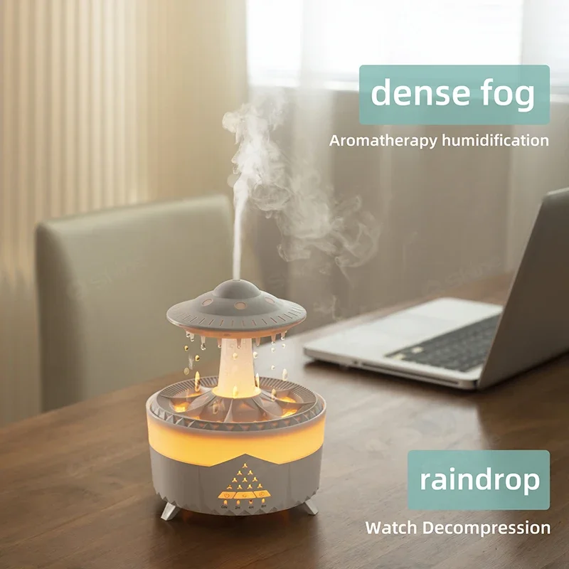 Rain Cloud Humidifier Water Drip with Remote Raindrop Humidifier Rain Cloud Diffuser Mushroon Air Humidifier with Rain Lamp 4
