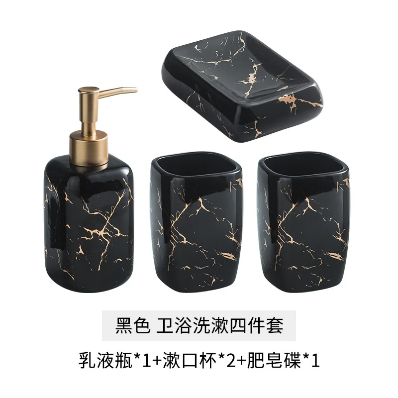 Nordic Matte Golden Ceramics Bathroom Toiletries Set Toiletries Cup Soap Dish Soap Dispenser Toothbrush Holder Tumbler