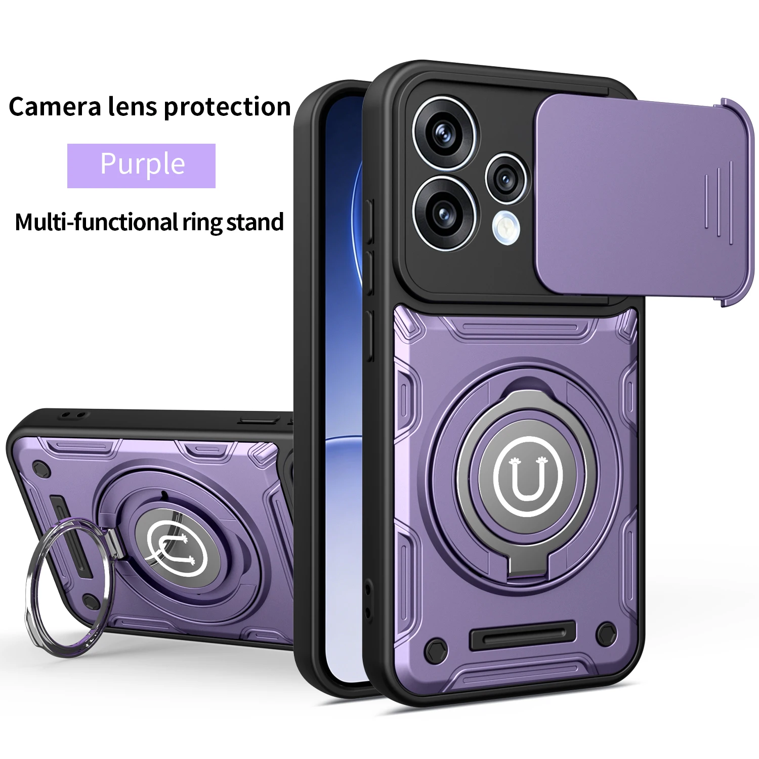 Magnetic Adsorption Armor Metal Ring Case with Incoming Call Flashing Alert
