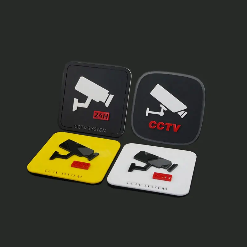 3D Shape Arcylic Warning Signs Sticker Waterproof 24 Hour Video Surveillance Sign Indoor Outdoor For CCTV Security Camera Office warning stickers,warning decal
