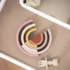 7pcs/set Baby Silicone Building Blocks BPA-Free Rainbow Stacker Nesting Puzzle Stacking Toys Toddlers Learning Montessori Toys 5