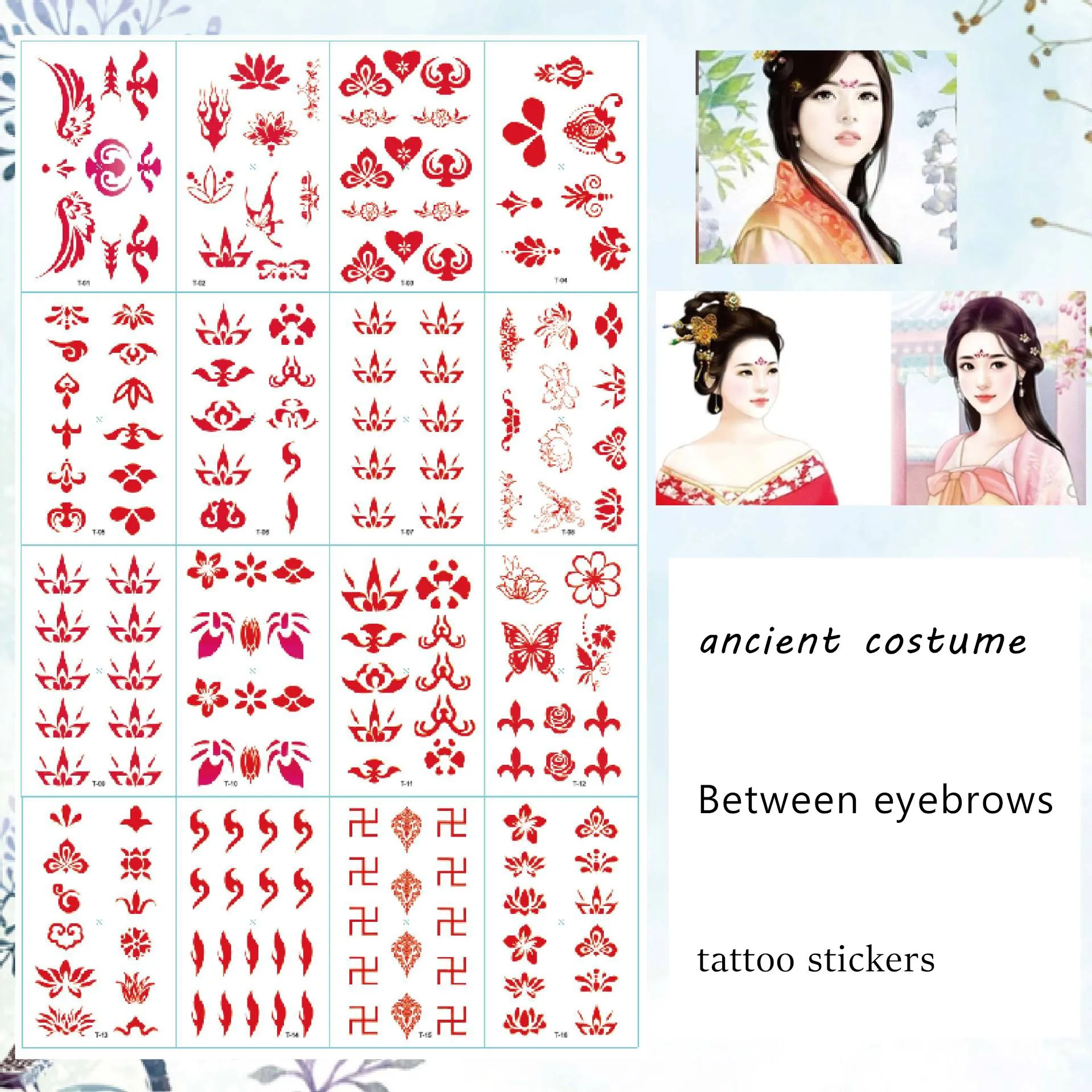 16 ancient costume eyebrow tattoo temporary waterproof tattoo stickers sexy cute girl flower tin forehead jewelry stickers always be yourself unless you can be a fox then always be fox apron costume waiter aprons waterproof apron