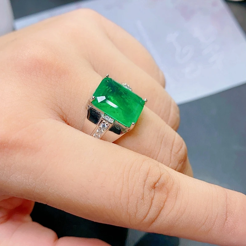 natural emerald ring new 925 Sterling Silver Gemstone precious gemstone precious gift - Image 4