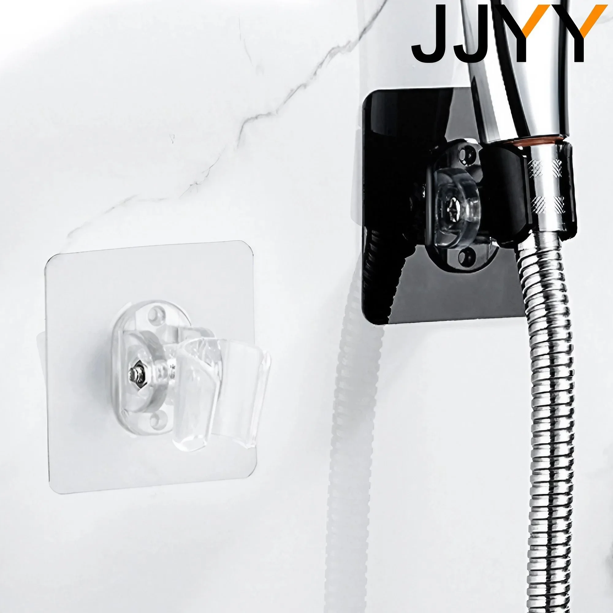 JJYY 90° Adjustable Shower Head Holder Shower Bracket Wall Mount Self Adhesive Bathroom Bracket Shower Head Fitting Portable