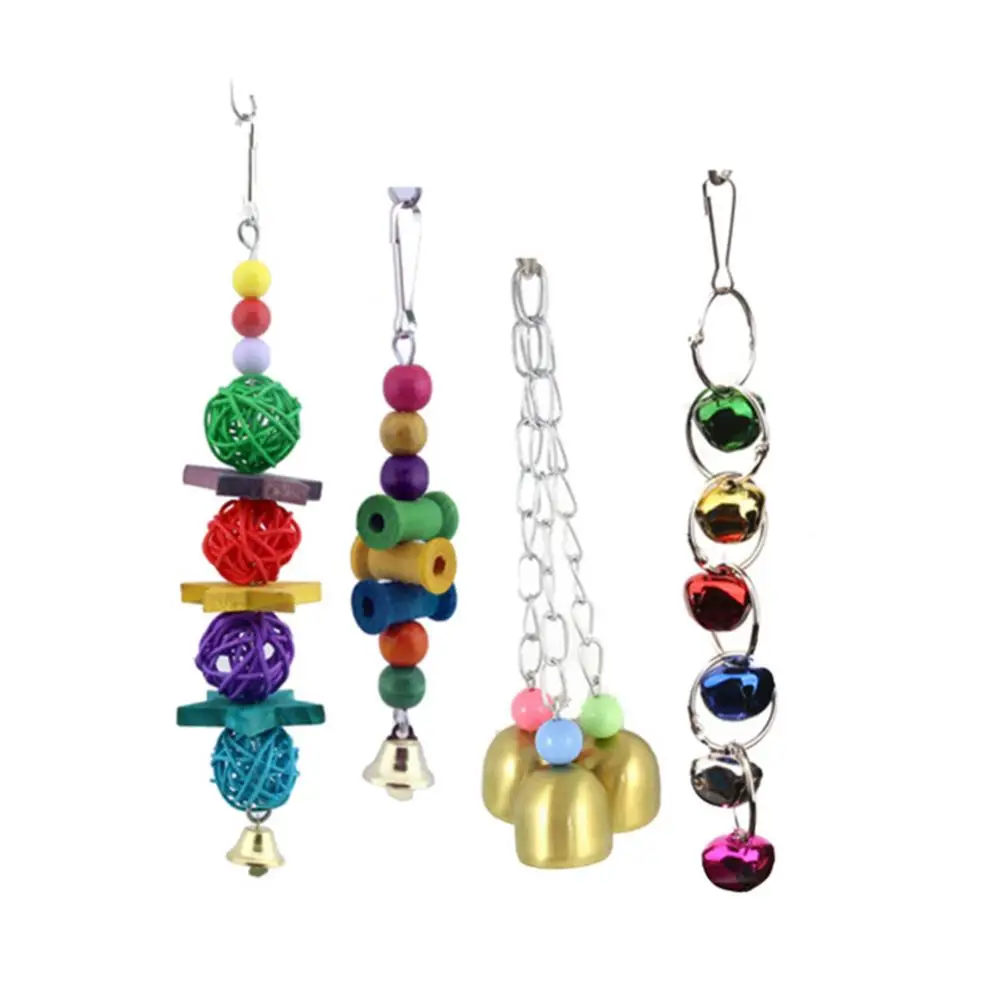 7Pcs Bird Toys Set Rattan Ball Ladder Spiral Rope Parrot Play Toy Pet Bird Cage Hanging Decor with Ladder Pet Supplies