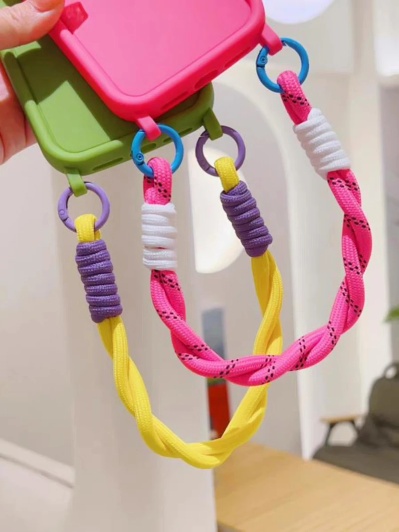 Candy Color Phone Case With Double Lanyard For Iphone Series_voghion.com
