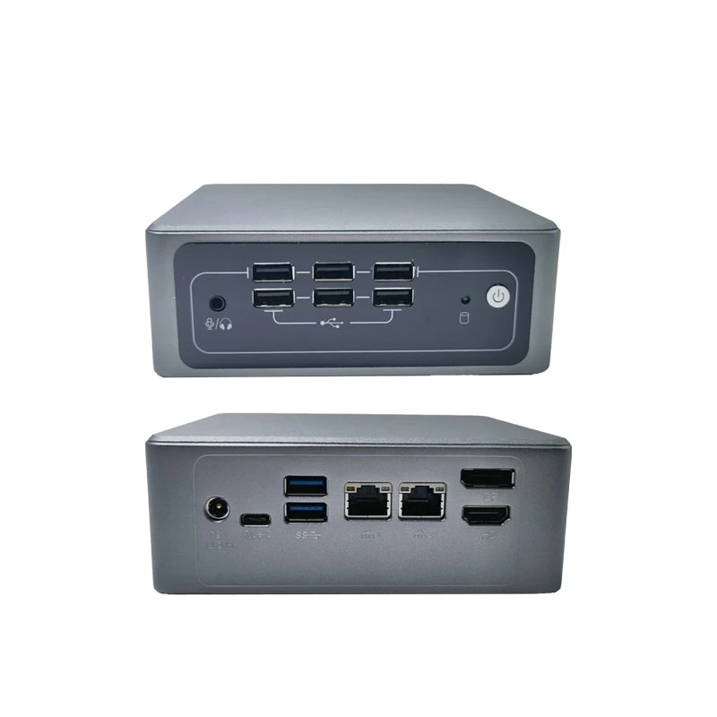Intel i7 Mini PC, Dual 2.5G LAN, Optional RAM, M.2 NVME SSD, HDMI+DP+Type-C, Fan Cooling Industrial NUC Computer