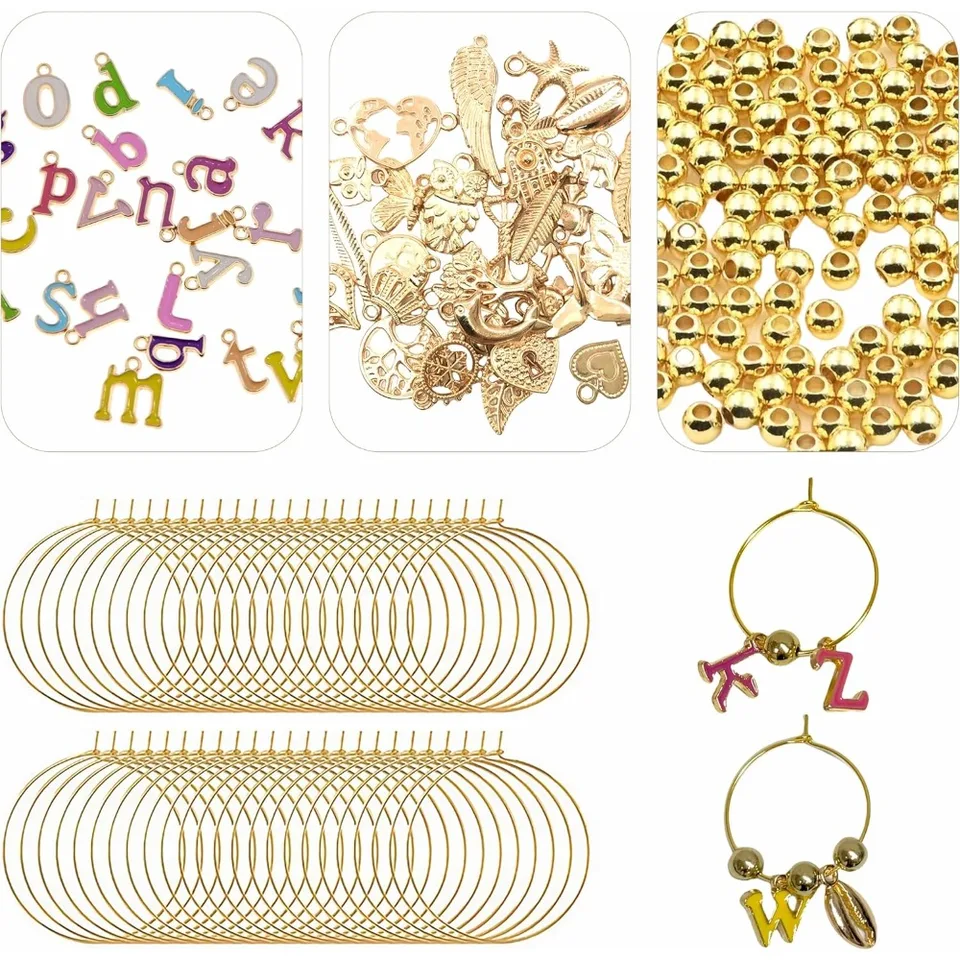 50 Sets Colorful Wine Glass Charms for Events