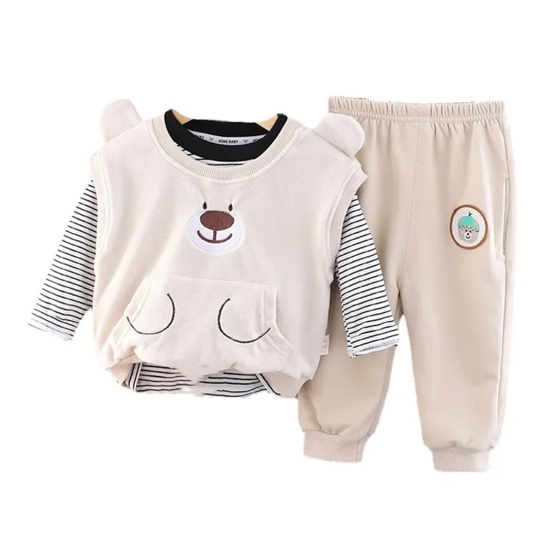 

New Spring Autumn Baby Girl Clothes Suit Children Boys Vest T-Shirt Pants 3Pcs/Set Toddler Casual Costume Infant Kids Sportswear