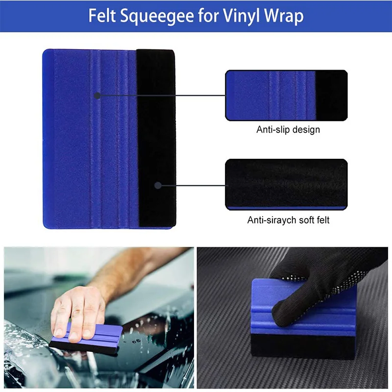 Car Vinyl Edge Trimmer Squeegee Set 8Pcs Felt Edge Scraper Window Tint Tools Carbon Fiber Decal Film Installation Car Accessory Car Wrapping Tools Vinyl Squeegee Window Tinting Squeegee Automotive Film Tools Car Film Scraper Car Vinyl Scraper