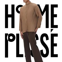Pleats Pleated Stand-up Collar Solid Color Jacket 2024 Summer New Personalized Fashion Jacket Fashionable Versatile Men Clothing 1