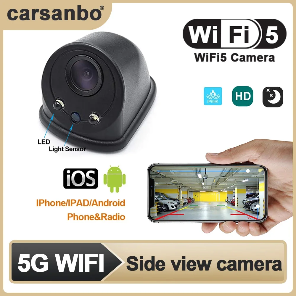 Caméra De Voiture Wifi 5 720p Hd, Vue Latérale Gauche Et Droite