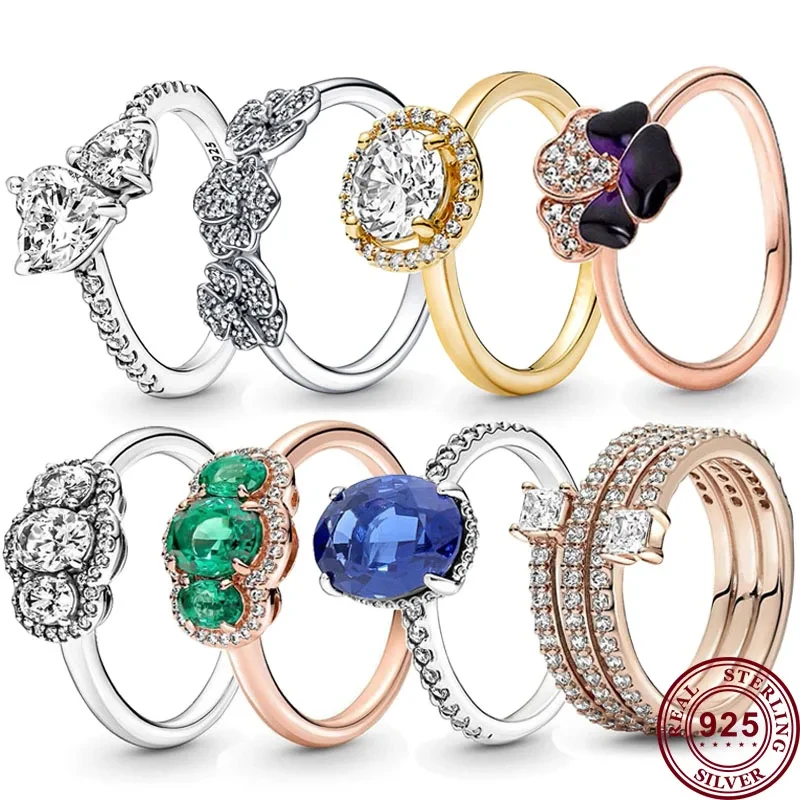 New Hot 925 Silver Exquisite Halo Tricolor Pansy Women's Three-stone Spiral Logo Ring Wedding High Quality DIY Charm Jewelry surgical urological instruments ureterorenoscopy set stone basket spiral