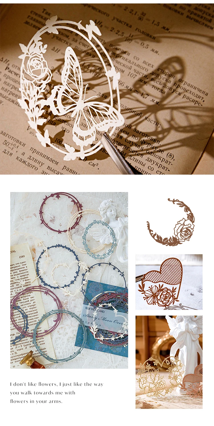 Yoofun 10 teile/paket Vintage ausgehöhlt Blatt Grenze dekorative Papier Junk Journal Scrap booking Karte Handwerk DIY Collage Material – Detail 11