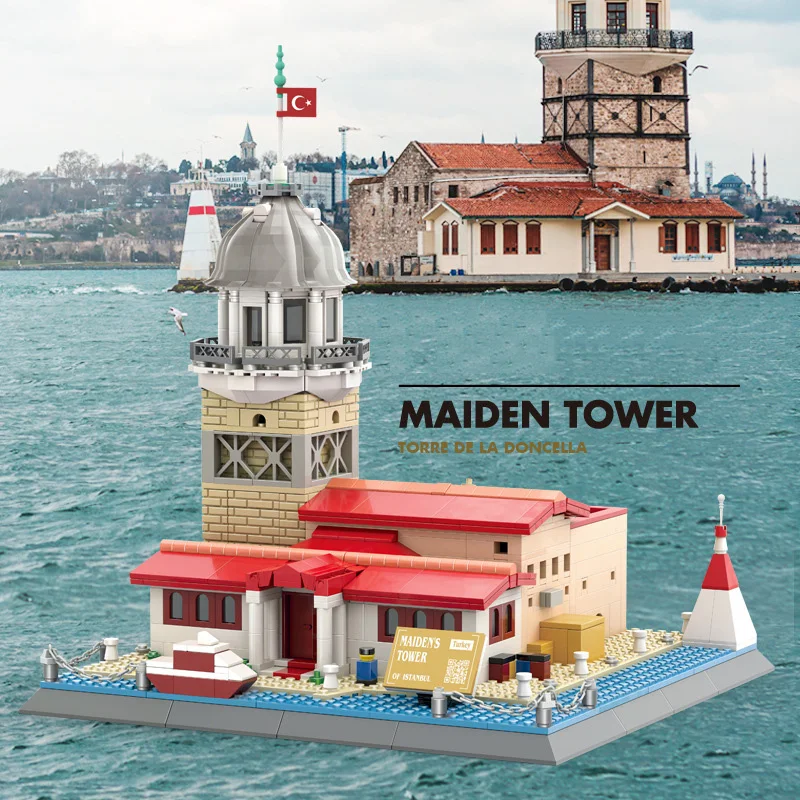 

Creative Construction World Famous Architecture Block Model Turkey Istanbul Maidens Tower Building Brick Toy Collection For Gift