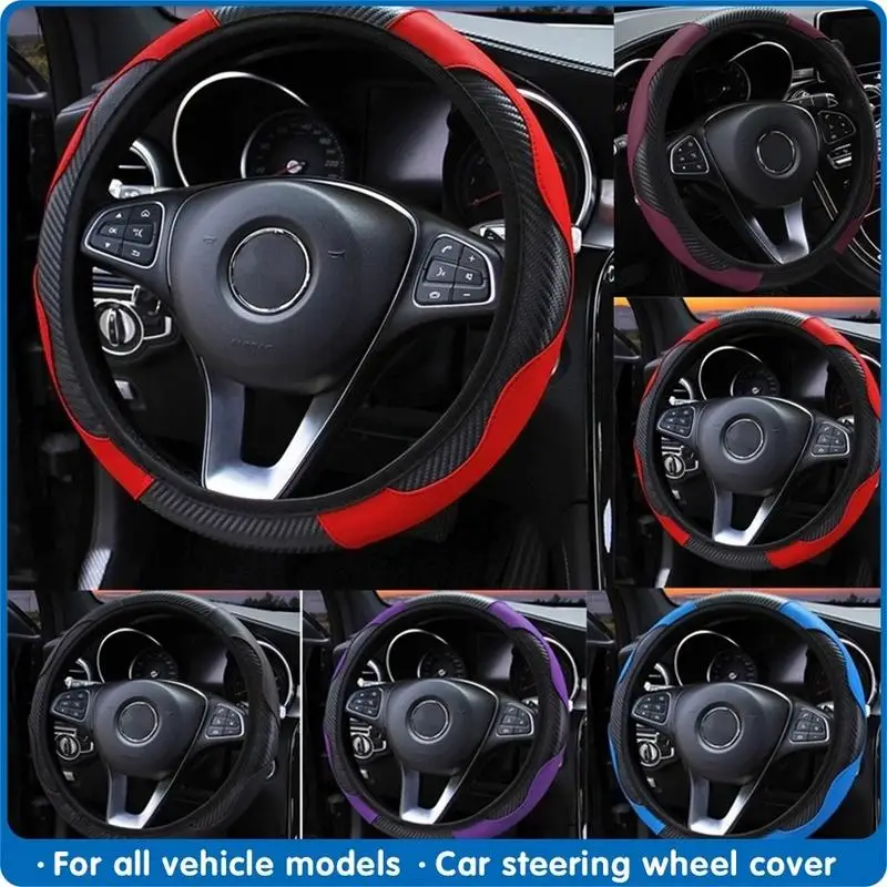 Breathable Anti-Slip PU Leather Car Steering Wheel Cover - 38cm Auto Interior Accessory