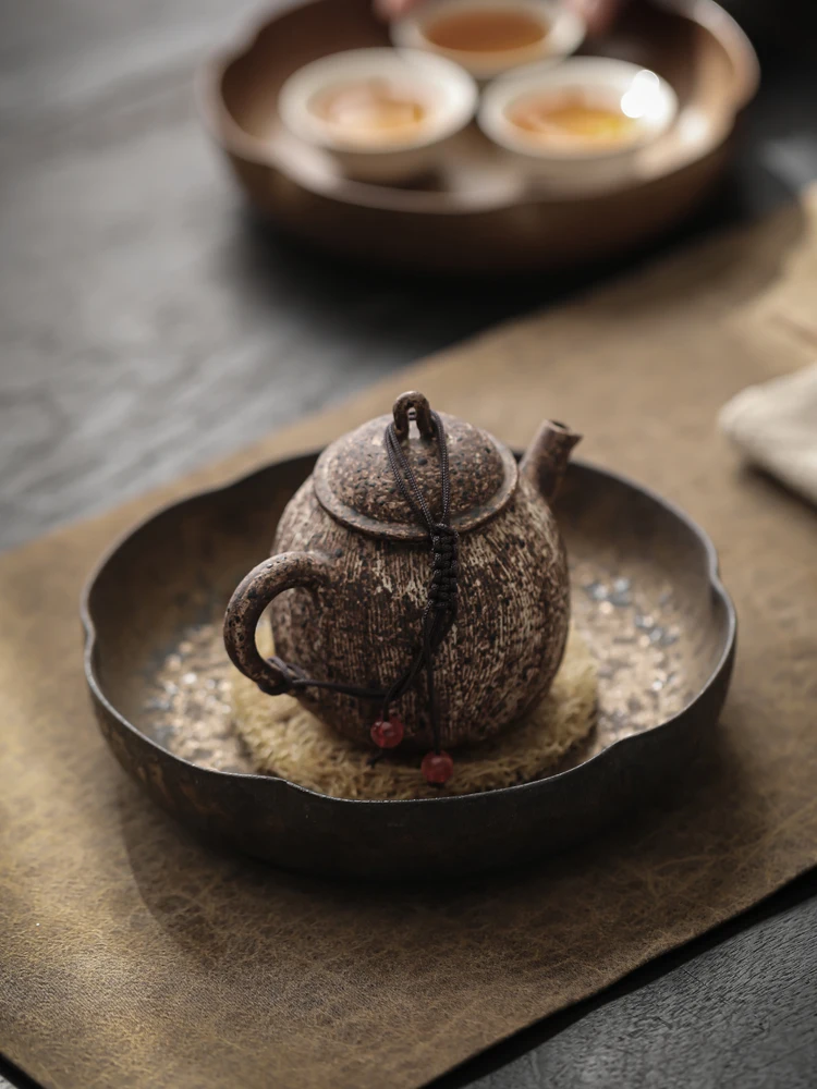 Small Size Cerc Tea Tray Sand Clay Tea Pot Holder Water Storage Gongfu Tea Set Rustic Sle Home Commercial Tea Room Display